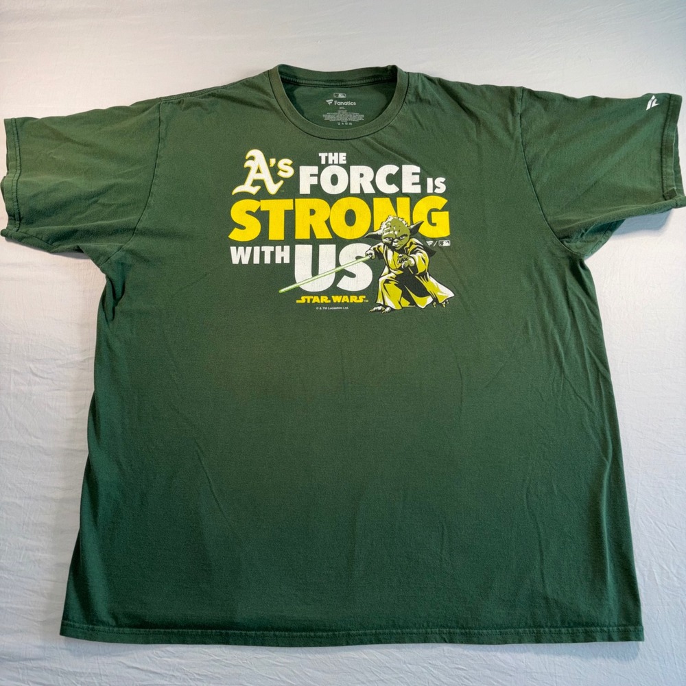 Fanatics Oakland Athletics Star Wars Yoda Green Shirt Mens 2XL MLB Force Strong